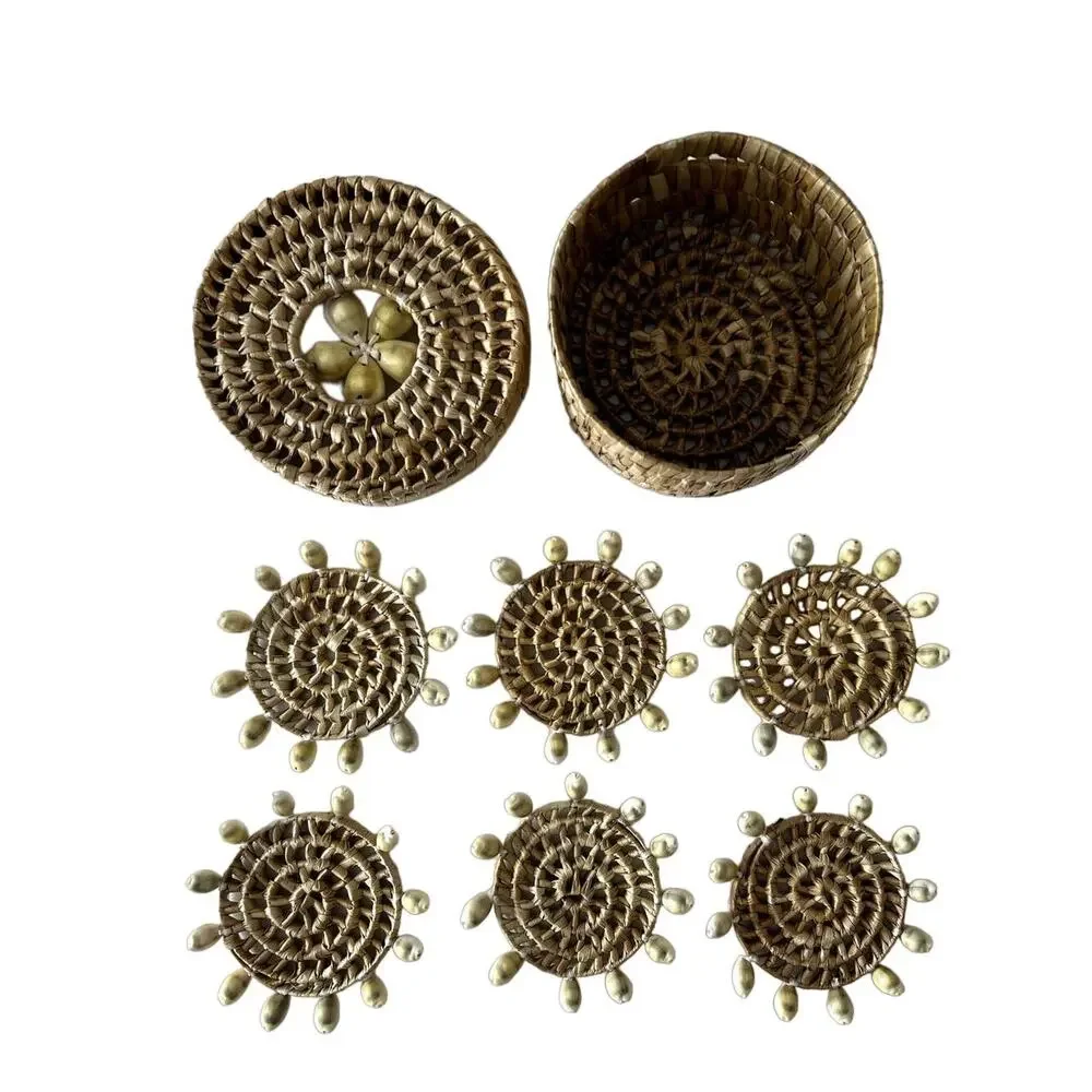 South Pacific Handmade Drink Coasters All Natural Materials Real Shells Unused